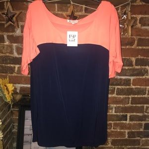 🆕 🏷Coral and Navy Maternity Blouse 🚺🚼NWT
